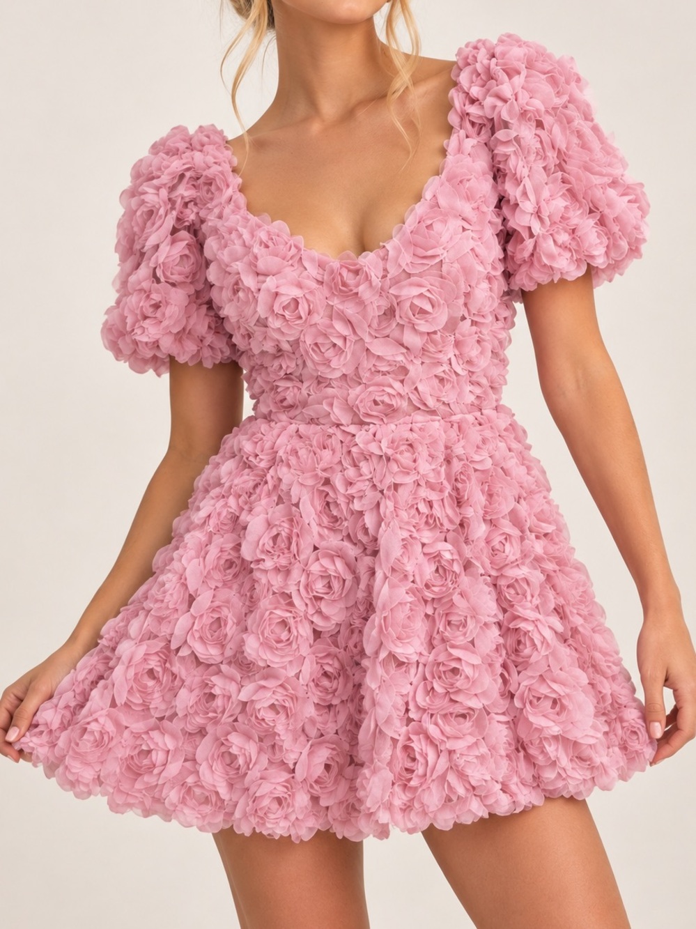 Fashion Nova All Your Love 3D Rosette Mini Dress Pink NWT Size M